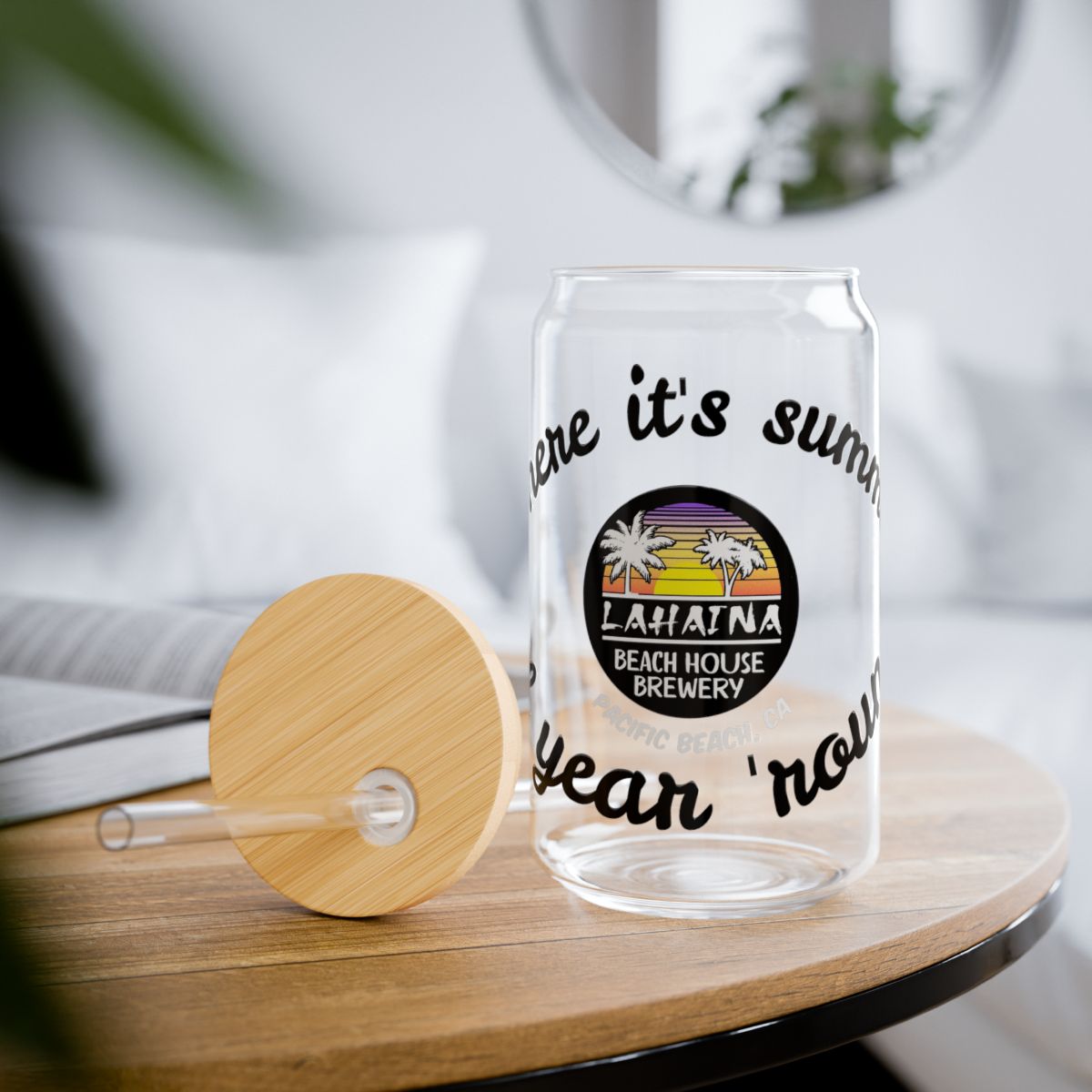 Beach House Sipper Glass - Summer Vibes All Year 16oz